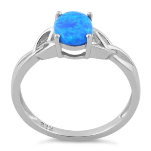 925 Sterling Silver Lab Created Blue Fire Opal - Picture 14 of 15